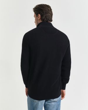 Gant miesten neule, COTTON PIQUE HALF ZIP Musta