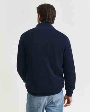 Gant miesten neule, COTTON PIQUE HALF ZIP Tummansininen