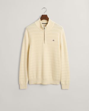 Gant miesten neule, STRIPE TEXTURED ZIP Valkoinen