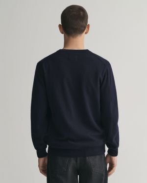 Gant miesten neule, SUPERFINE LAMBSWOOL V-NECK Tummansininen