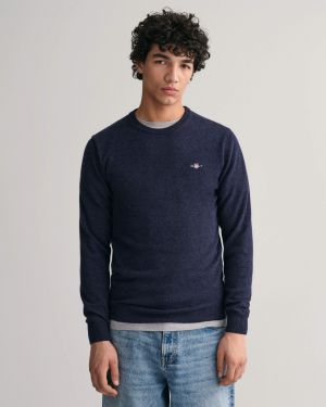 Gant Miesten Neulepaita, SUPERFINE LAMBSWOOL C-NECK Indigo