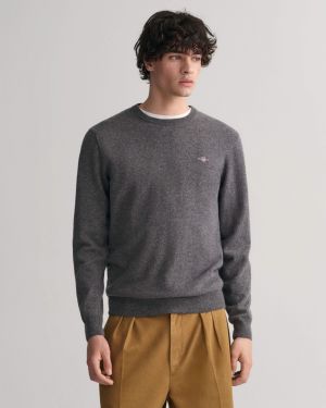 Gant Miesten Neulepaita, SUPERFINE LAMBSWOOL C-NECK Tummanharmaa
