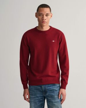 Gant Miesten Neulepaita, SUPERFINE LAMBSWOOL C-NECK Viininpunainen