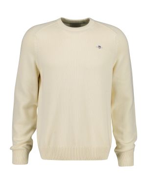 Gant miesten neulepusero, CASUAL COTTON C-NECK Luonnonvalkoinen