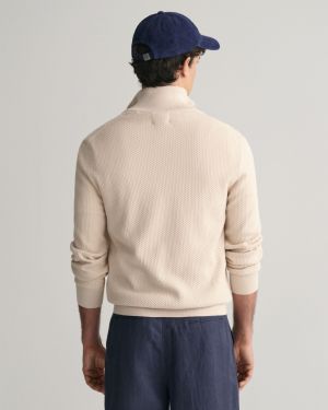 Gant miesten neulepusero, STRUCTURED COTTON HALF ZIP Beige