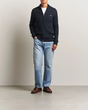 Gant miesten neuletakki, COTTON CABLE ZIPPED CARDIGAN Tummansininen