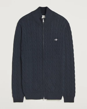 Gant miesten neuletakki, COTTON CABLE ZIPPED CARDIGAN Tummansininen