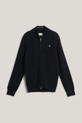 Gant miesten neuletakki, MICRO TEXTURE FULL ZIP Musta