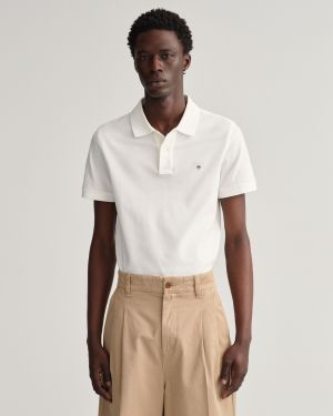 Gant Miesten Pikeepaita, K SOLID PIQUE, REGULAR FIT Valkoinen