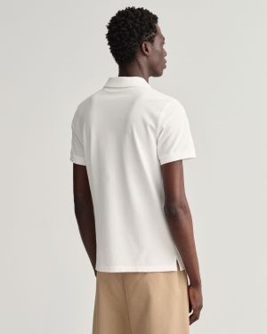 Gant Miesten Pikeepaita, K SOLID PIQUE, REGULAR FIT Valkoinen