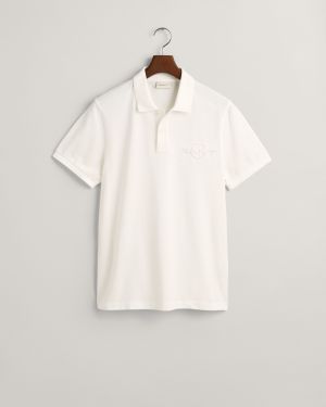 Gant miesten pikeepaita, REG TONAL SHIELD SS POLO Valkoinen