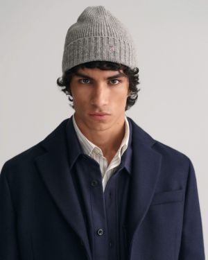 Gant miesten pipo, SHIELD WOOL BEANIE Keskiharmaa