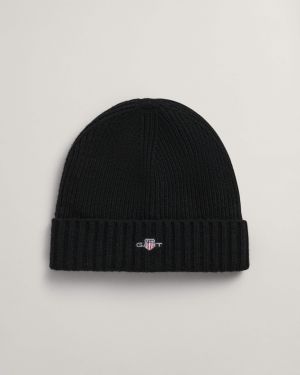 Gant miesten pipo, SHIELD WOOL BEANIE Musta