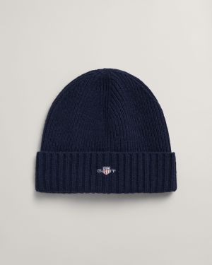 Gant miesten pipo, SHIELD WOOL BEANIE Tummansininen