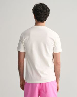 Gant miesten t-paita, PRINT SS T-SHIRT Valkoinen