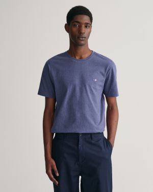 Gant Miesten T-Paita, REG SHIELD SS T-SHIRT Tummansininen