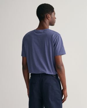 Gant Miesten T-Paita, REG SHIELD SS T-SHIRT Tummansininen