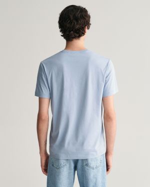 Gant Miesten T-Paita, REG SHIELD SS T-SHIRT Vaaleansininen