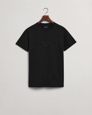 Gant Miesten T-paita, TONAL ARCHIVE SHIELD T-SHIRT Musta