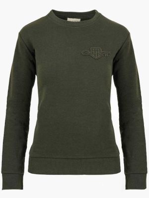 Gant naisten collegepusero, REG TONAL SHIELD C-NECK SWEAT Tummanvihreä