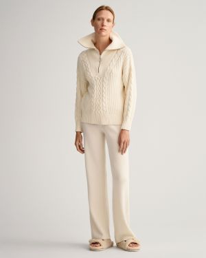 Gant Naisten Housut, LOUNGE PANT Luonnonvalkoinen
