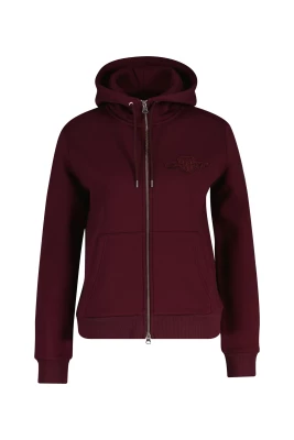 Gant naisten huppari, REG TONAL SHIELD ZIP HOODIE Viininpunainen