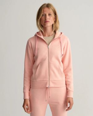 Gant Naisten Huppari TONAL ARCHIVE SHIELD ZIP HOODIE Persikka