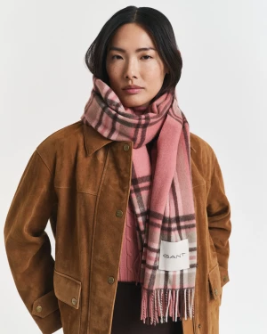 Gant naisten kaulahuivi, TARTAN CHECK WOOL SCARF Vaaleanpunainen Kuos