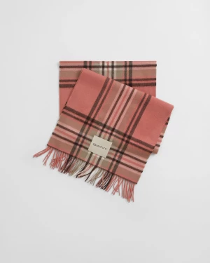 Gant naisten kaulahuivi, TARTAN CHECK WOOL SCARF Vaaleanpunainen Kuos