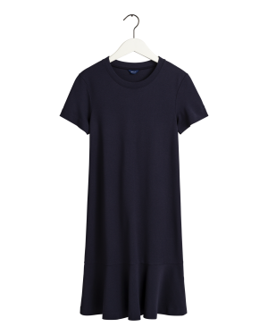 Gant Naisten Mekko, Flounce Detail Jersey Dress (2nd hand) Tummansininen