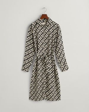 Gant Naisten Mekko, REL G PATTERN SHIRT DRESS Mustavalkoinen