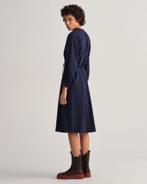 Gant naisten mekko, STAND COLLAR SHIRT DRESS Tummansininen