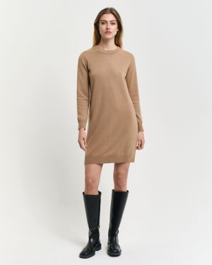 Gant naisten mekko, SUPERFINE LAMBSWOOL DRESS Vaalea Beige