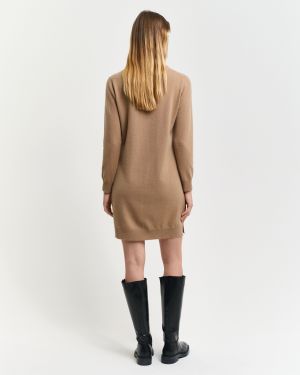 Gant naisten mekko, SUPERFINE LAMBSWOOL DRESS Vaalea Beige