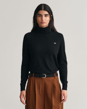 Gant Naisten Neulepaita, EXTRAFINE ROLLNECK Musta