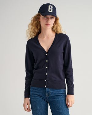 Gant naisten neuletakki, LIGHT COTTON V-CARDIGAN Tummansininen