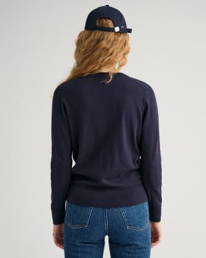 Gant naisten neuletakki, LIGHT COTTON V-CARDIGAN Tummansininen