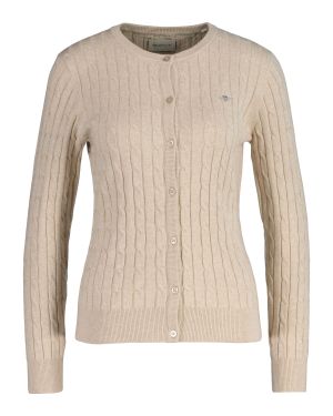 Gant naisten neuletakki, STRETCH COTTON CABLE CARDIGAN Vaalea Beige