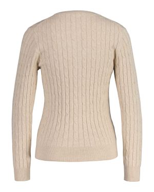Gant naisten neuletakki, STRETCH COTTON CABLE CARDIGAN Vaalea Beige