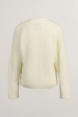 Gant naisten neuletakki, TEXTURE KNIT CARDIGAN Luonnonvalkoinen