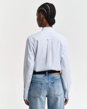 Gant naisten paita, REG STRIPED FRILL DETAIL SHIRT Raidallinen Sininen