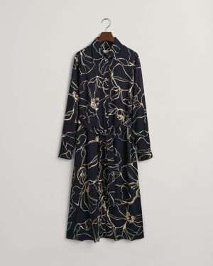 Gant Naisten PaitaMekko, SLIM LINE DRAWING SHIRT DRESS Musta Kuosi