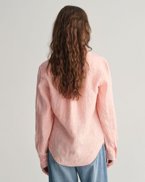 Gant naisten paitapusero, REG LINEN CHAMBRAY SHIRT Persikka