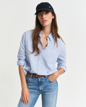 Gant naisten paitapusero, REL LUXURY OXFORD STRIPED BD SHIRT Vaaleansininen