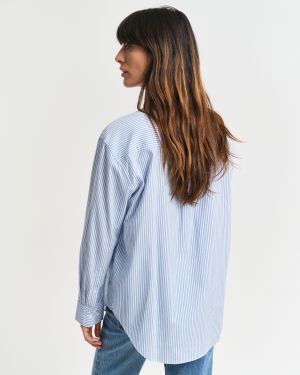 Gant naisten paitapusero, REL LUXURY OXFORD STRIPED BD SHIRT Vaaleansininen