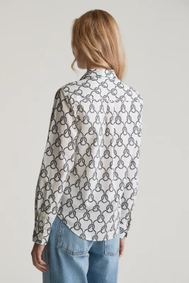 Gant naisten pusero, REG ROPE PRINT COT VOILE SHIRT Valkopohjainen Kuosi