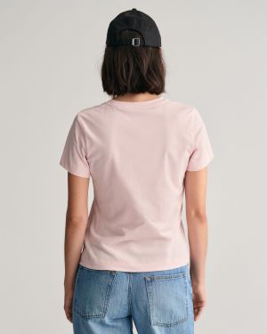 Gant naisten t-paita, REG SHIELD SS T-SHIRT Vaaleanpunainen