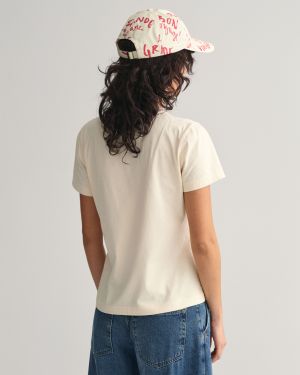 Gant Naisten T-Paita, REG TONAL SHIELD SS T-SHIRT Kitti