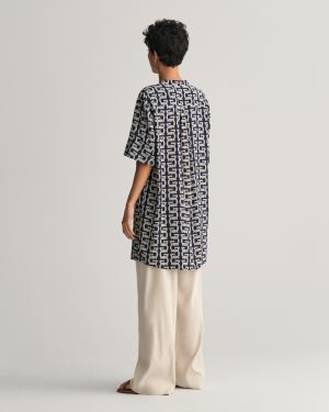 Gant naisten tunika, REL G PATTERN SS TUNIC Sininen Kuosi