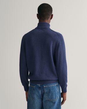 Gant neule, CASUAL COTTON HALF ZIP Vaaleansininen